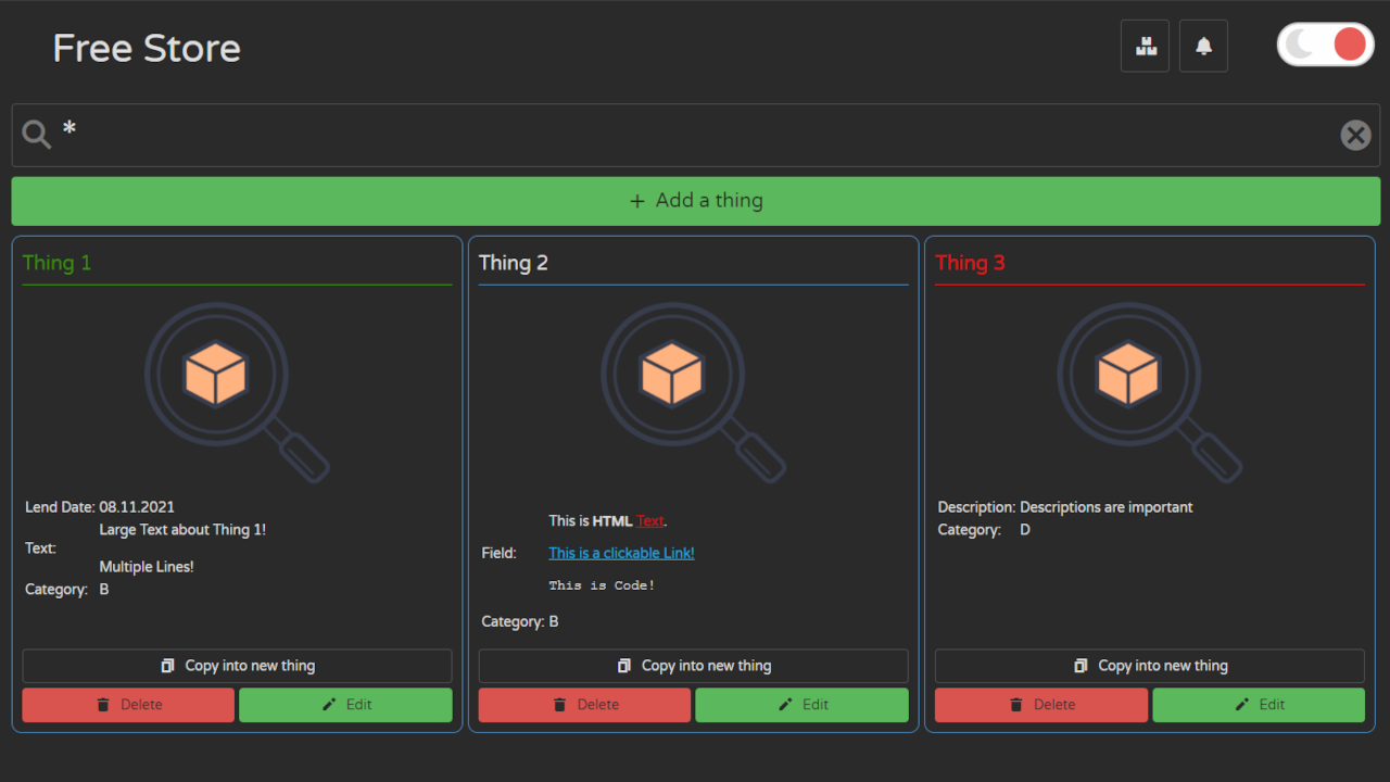 Custom results view